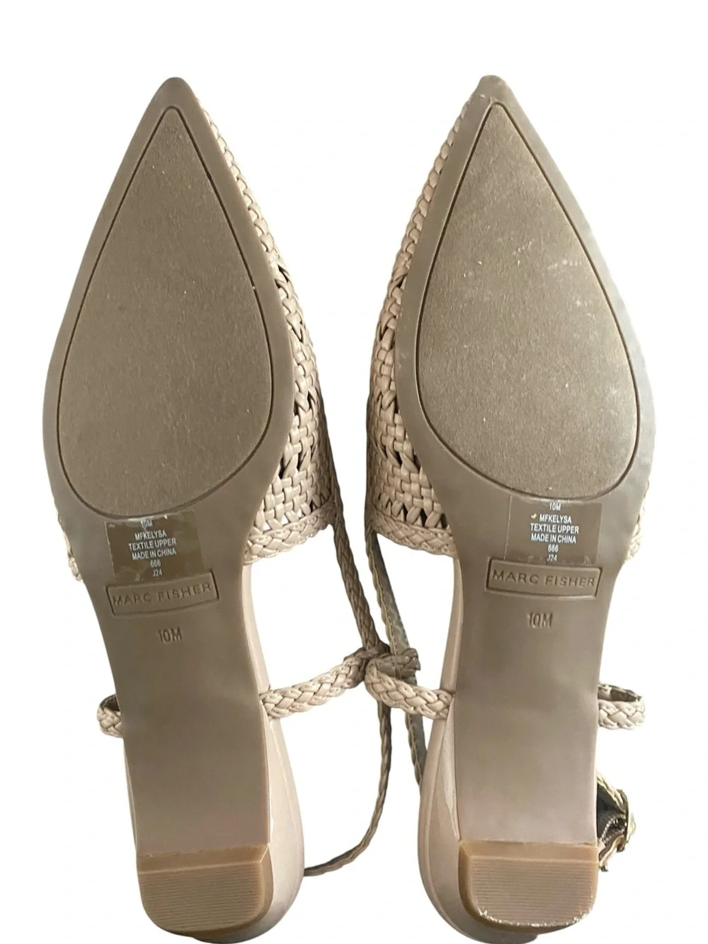 Marc Fisher Woven Pointed-Toe Slingback Flats in Light Beige - Picture 6 of 7